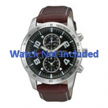 Seiko bracelet de montre 7T62-0HX0 / SNAC11P1 / 4A332JL  Cuir Brun 21mm + coutures blanches